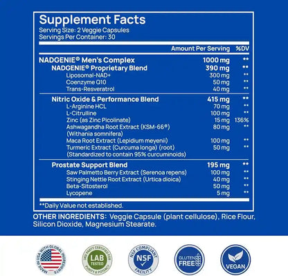 Selerb NAD+ para Hombres – Energía Celular, Circulación y Salud Prostática