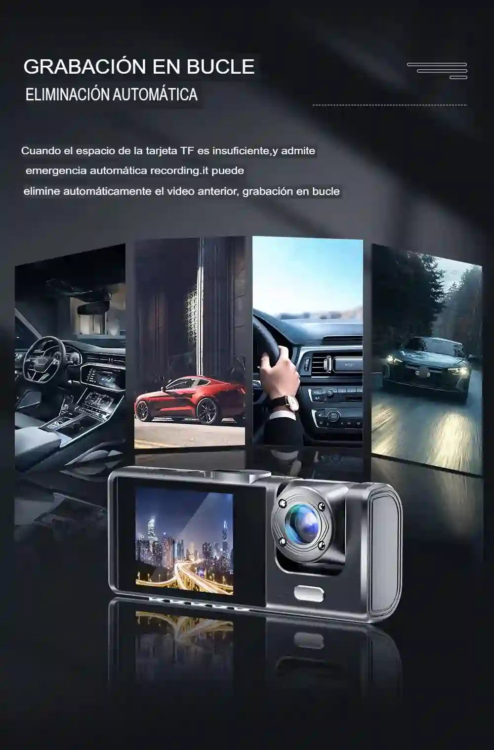 Cámara Dash 3 en 1 para Auto – Triple Grabación HD