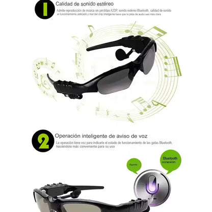 Gafas de Sol Inteligentes con Bluetooth - Polarizadas y Ultra Modernas en Negro