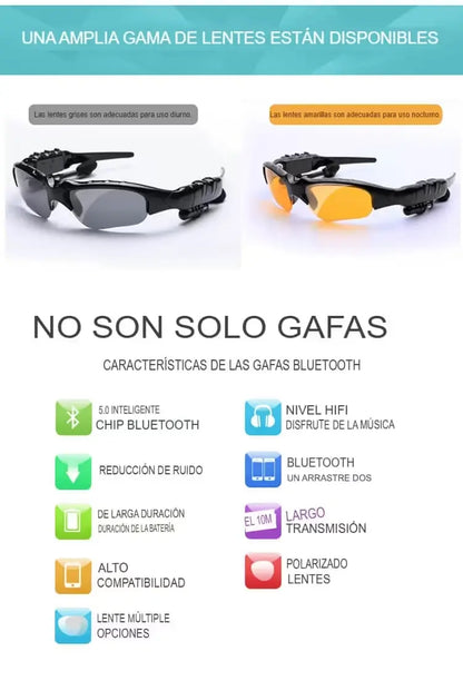 Gafas de Sol Inteligentes con Bluetooth - Polarizadas y Ultra Modernas en Negro