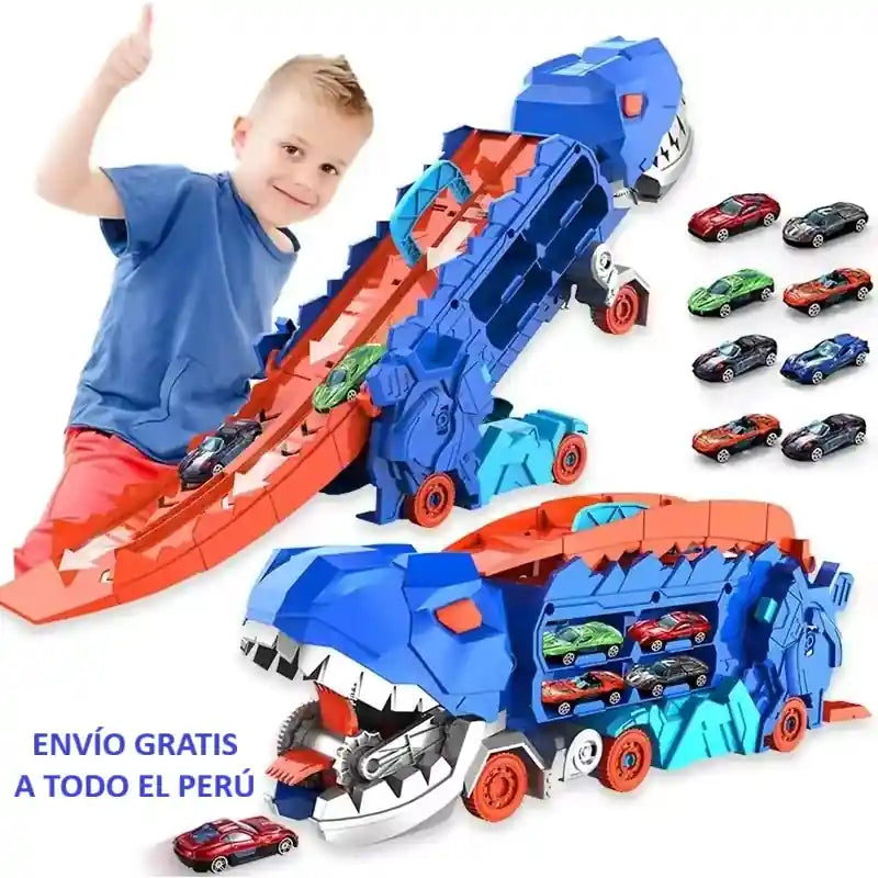 Dino Car Racer Devorador - Pista de Carreras 2 en 1 🦖🚗