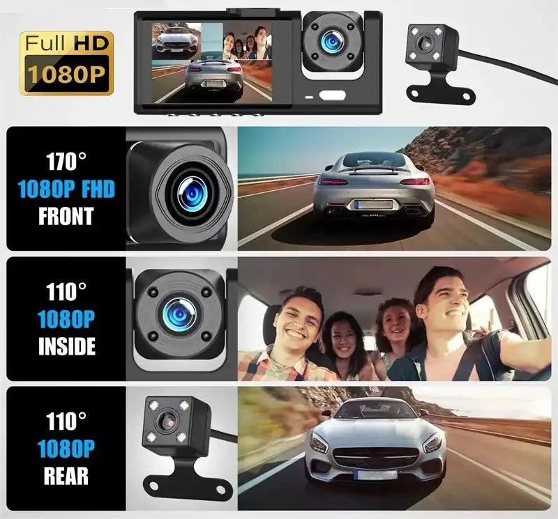 Cámara Dash 3 en 1 para Auto – Triple Grabación HD