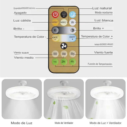 FOCO VENTILADOR MULTIFUNCIÓN CON CONTROL REMOTO