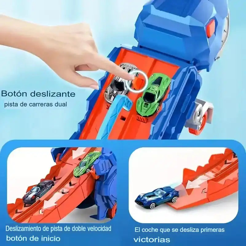 Dino Car Racer Devorador - Pista de Carreras 2 en 1 🦖🚗
